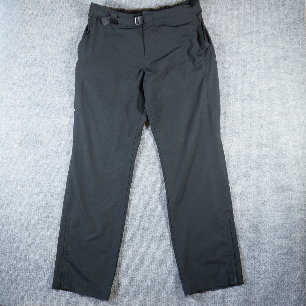Eddie Bauer Sport Black Hiking Pants Stretch Belt Mens L 38x32 Gorpcore Zip Leg
